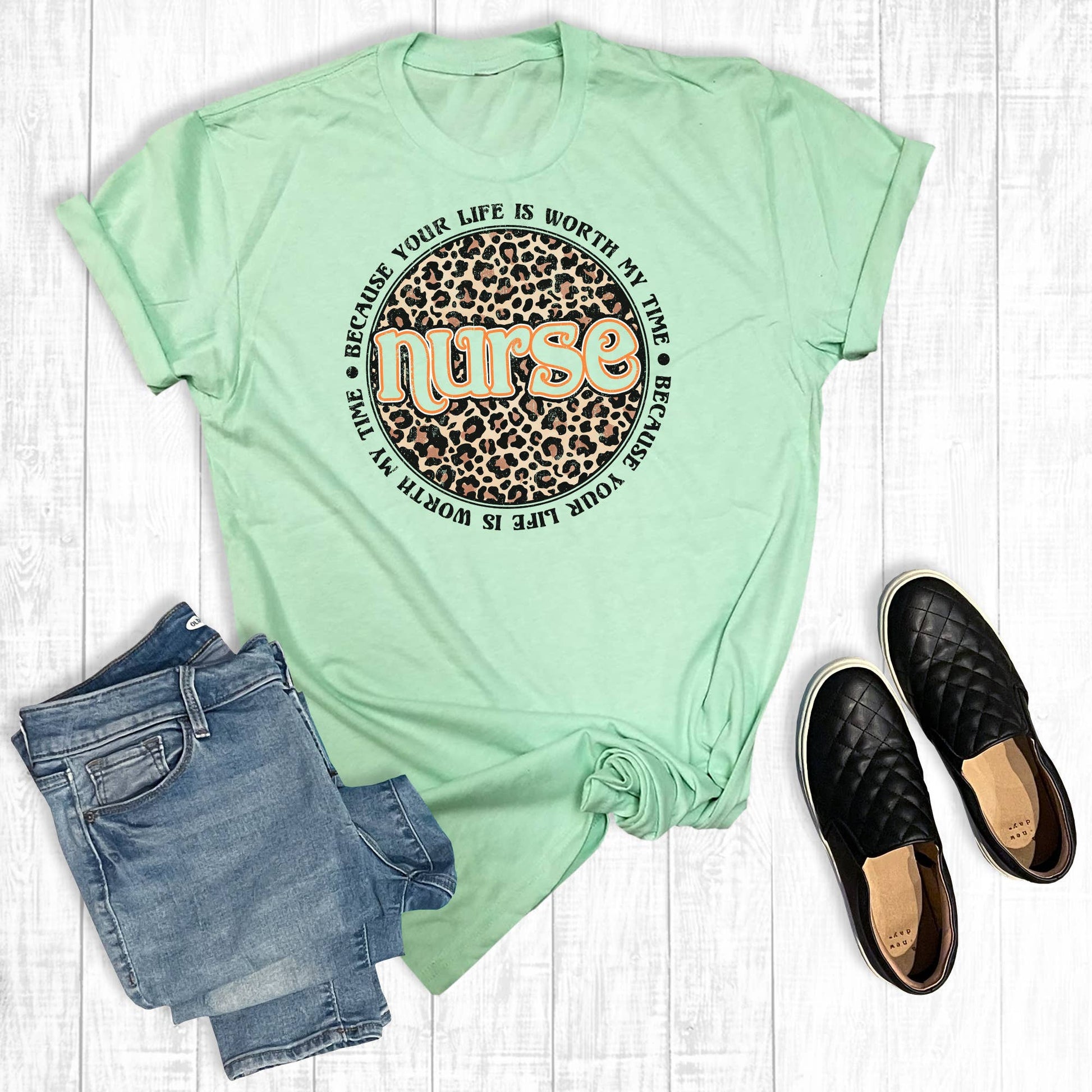 Leopard Circle Nurse Graphic Tee