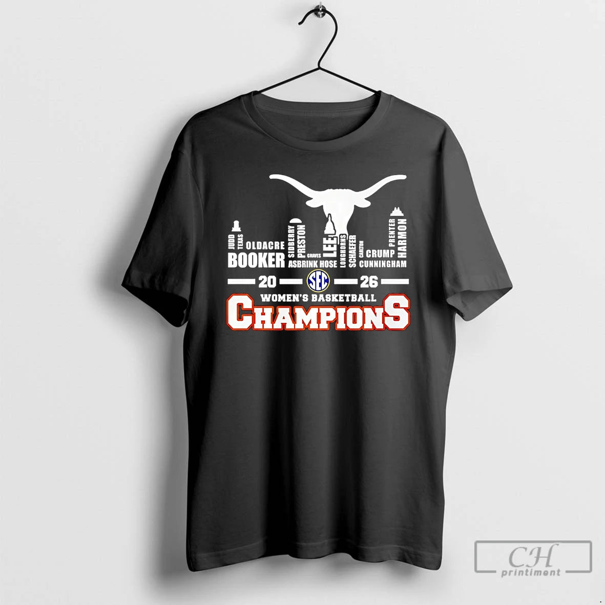 Classic Texas Longhorns 2026 Womens Basketball Champions Player Name City Skyline Unisex T-shirt, Sweatshirt, Hoodie, Long Sleeve Tee