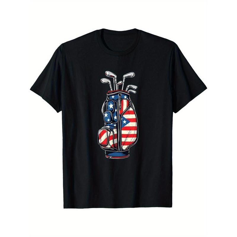 Plus Size Women's Patriotic Golf Tee - 4th of July, Star - Spangled Golf Clubs, Breathable & Comfortable