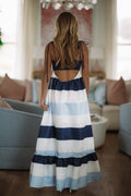 Endless Horizons Maxi Dress - Navy, Blue and White