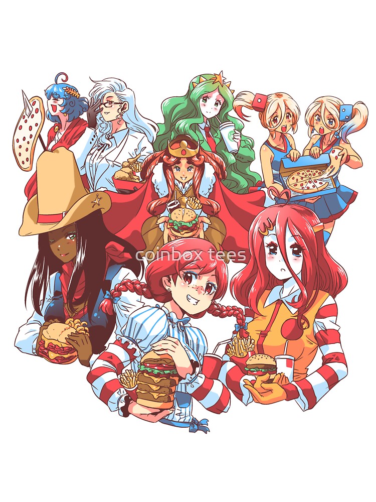 Fast Food Waifus by coinbox tees Unisex T-shirt, Sweatshirt, Hoodie, Long Sleeve Tee